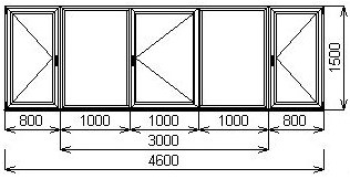 Орні алюмінієві вікна для П-образного балкона довжиною 3 метри