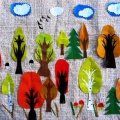 Колективна аплікація з паперу «Осінній ліс»   Мета: вчити складати композицію, наклеюючи готове дерево на загальну роботу
