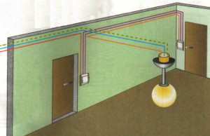 Схема підключення двох прохідних одноклавішних вимикачів